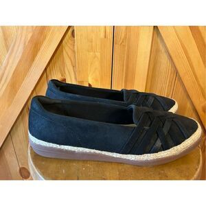 Clarks Women's Elaina Petal Black Suede Loafers Size 11W
